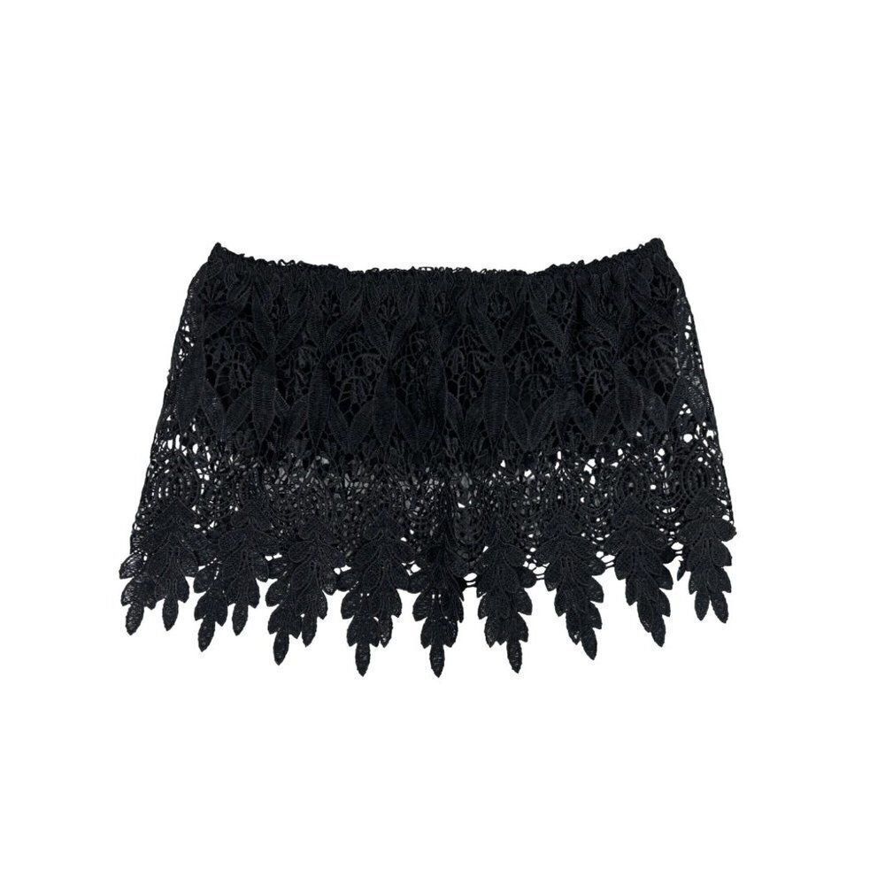 Solemio Los Angeles Black Lace Strapless Bandeau Top  Size Small